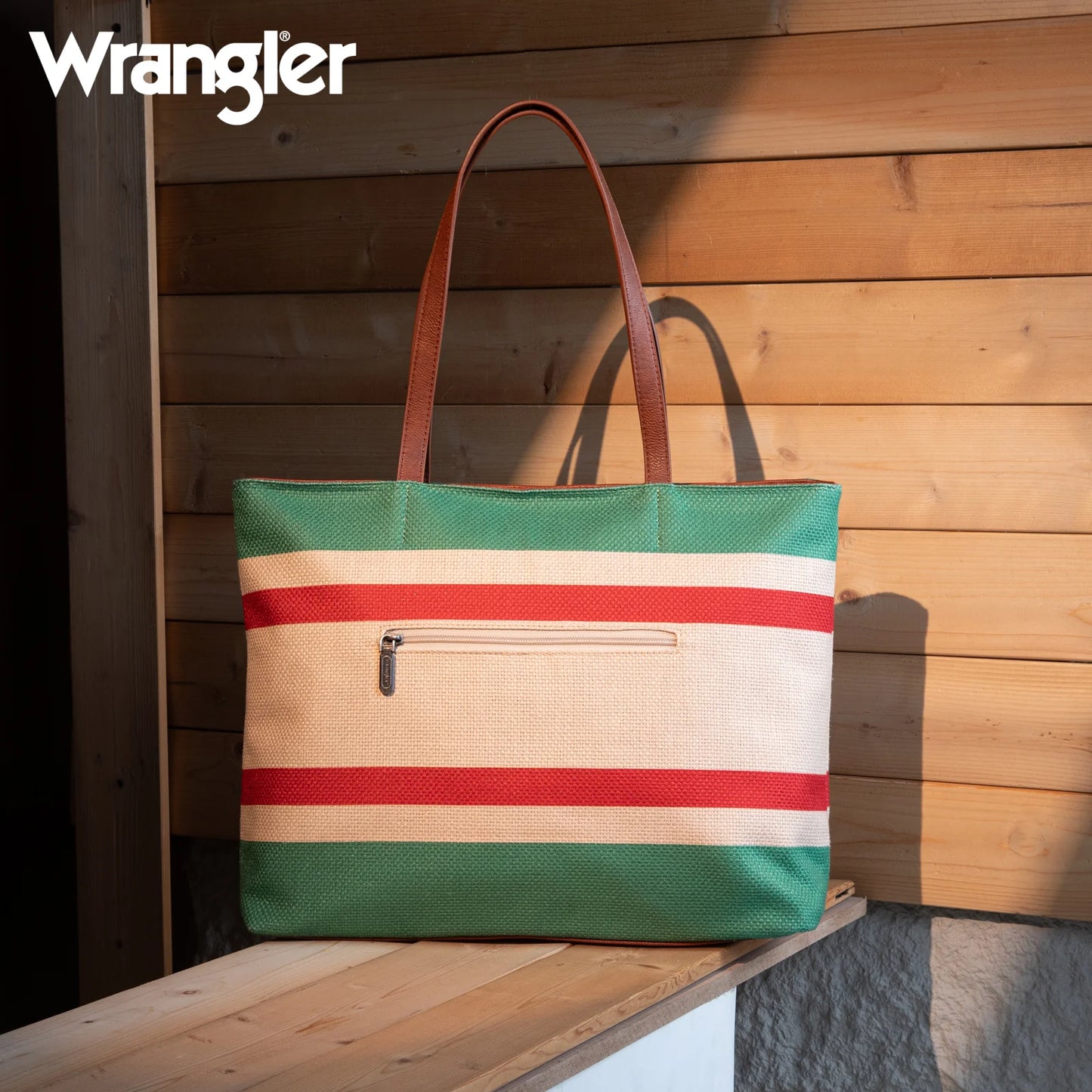 Wrangler Aztec Pattern Dual Sided Print Canvas Tote Bag - Green