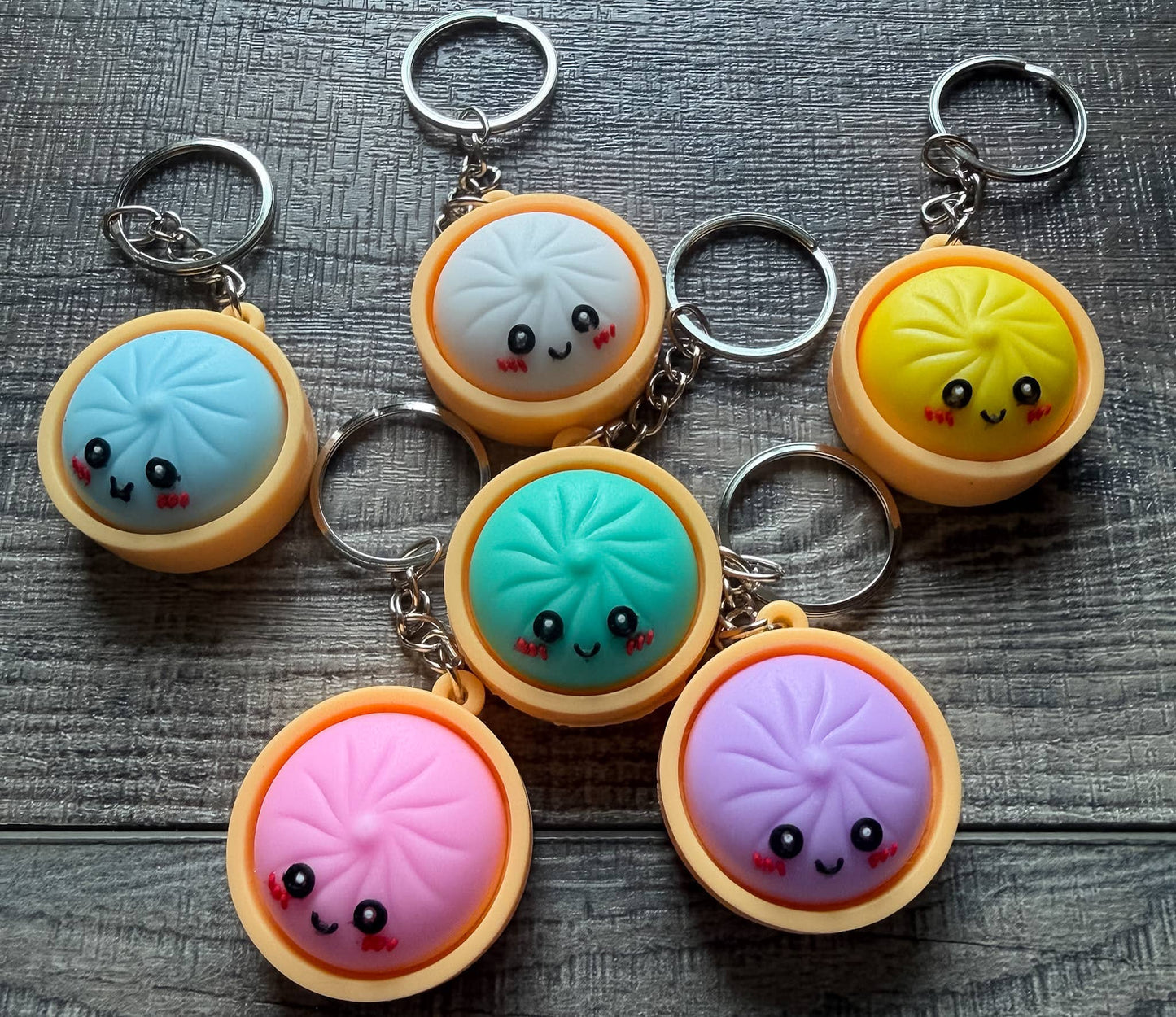 Dumpling Squish Toy Hard Plastic Keychain