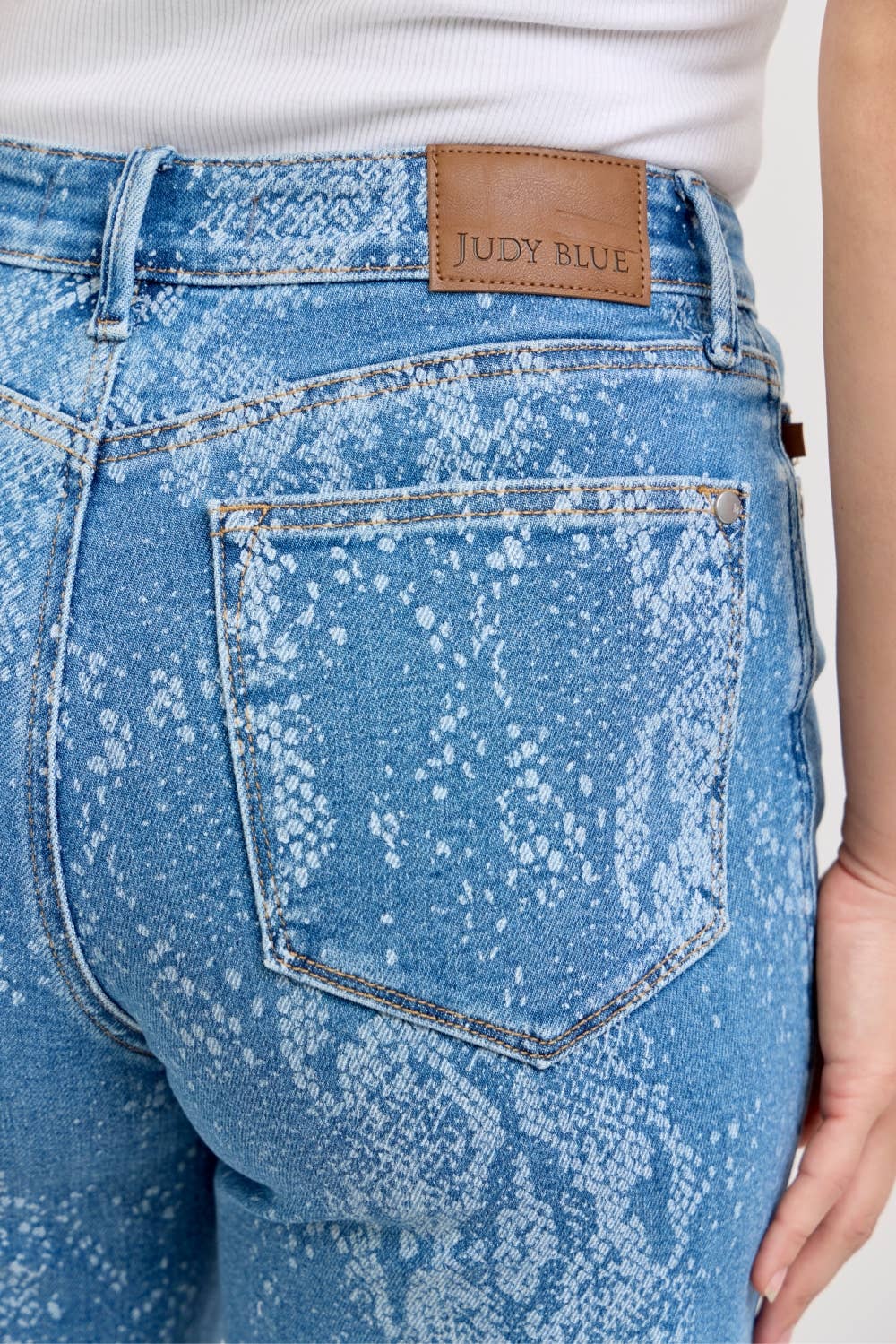 Judy Blue High Waist Ankle Wide "CLAUDIA" w/ Snake Print Jeans