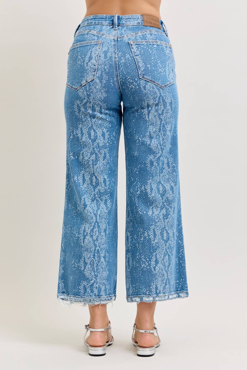Judy Blue High Waist Ankle Wide "CLAUDIA" w/ Snake Print Jeans