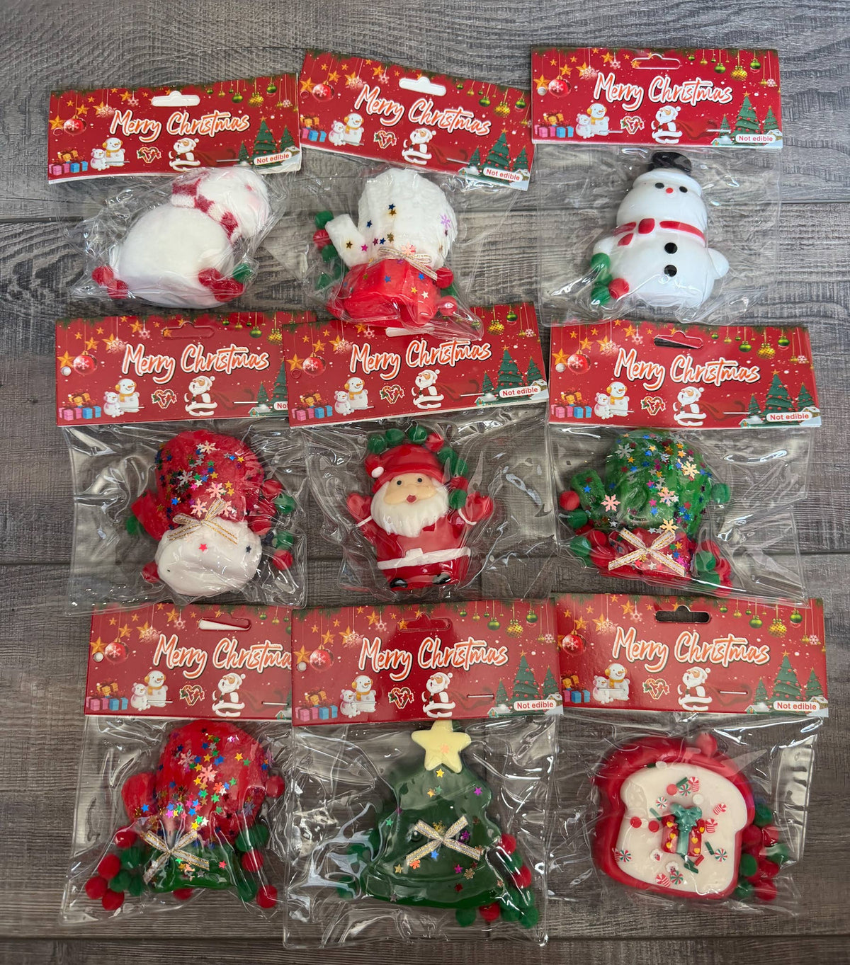 Christmas Sticky Style Squish Toy with Hang Tag