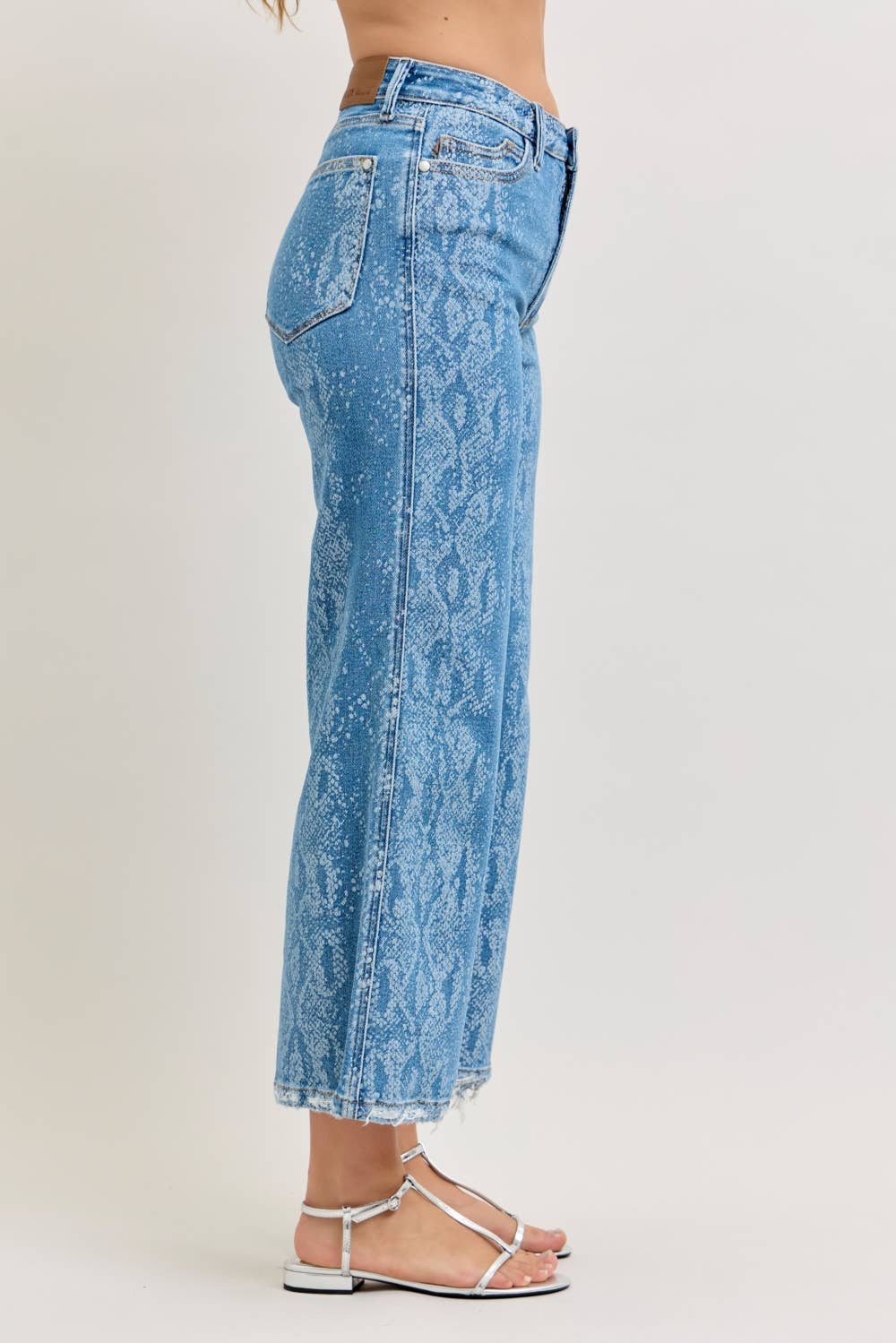 Judy Blue High Waist Ankle Wide "CLAUDIA" w/ Snake Print Jeans
