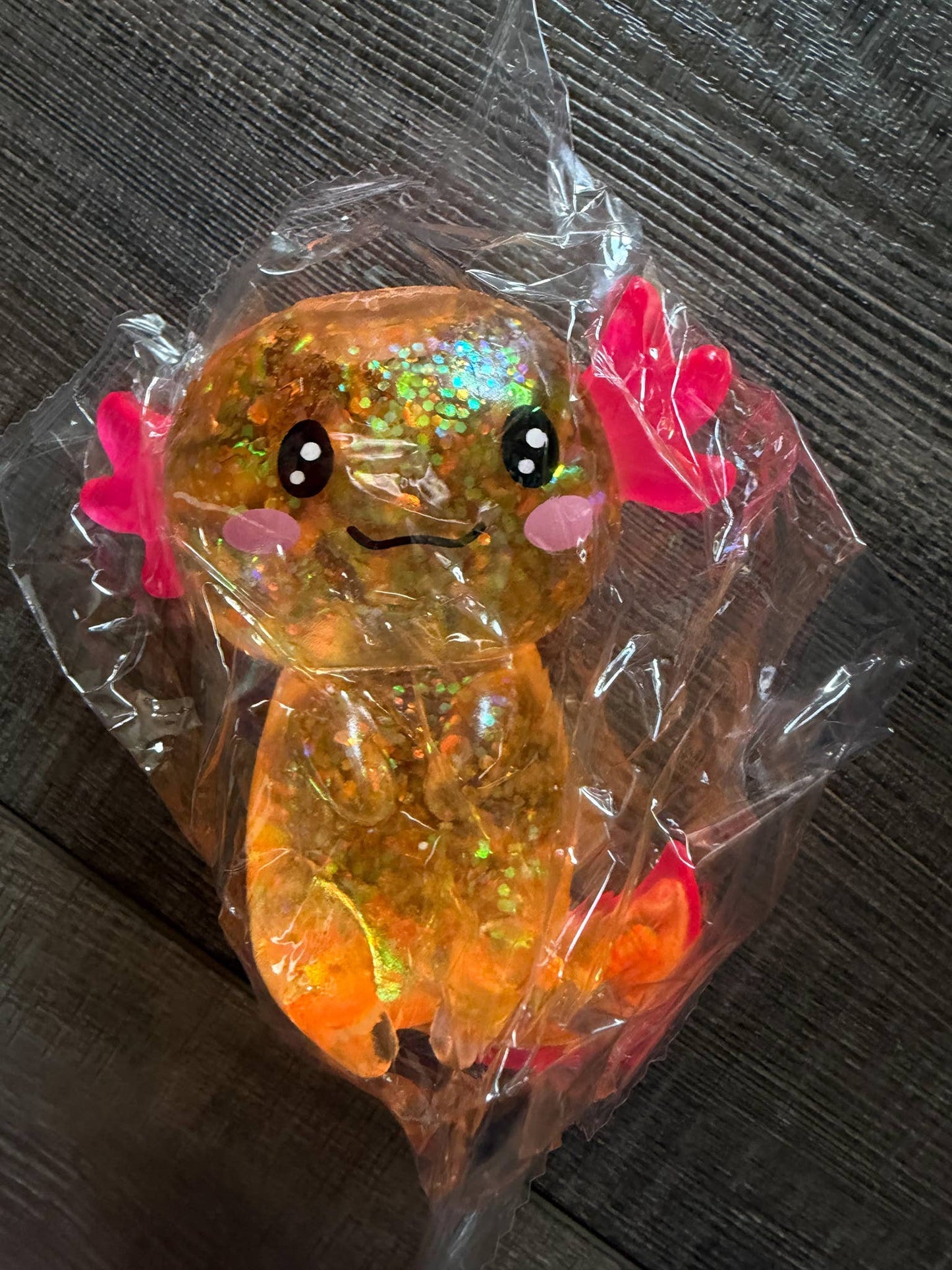 Squishy Squish Glitter Axolotl Stress Toy