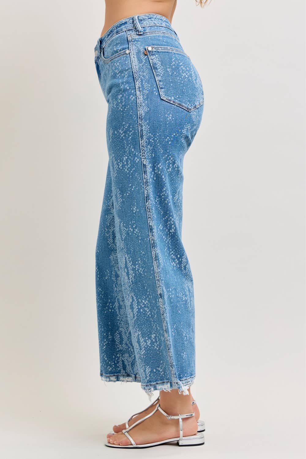 Judy Blue High Waist Ankle Wide "CLAUDIA" w/ Snake Print Jeans