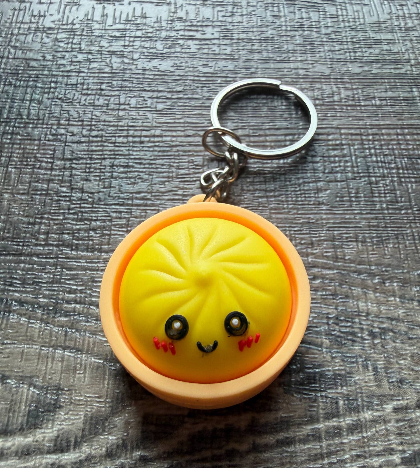 Dumpling Squish Toy Hard Plastic Keychain