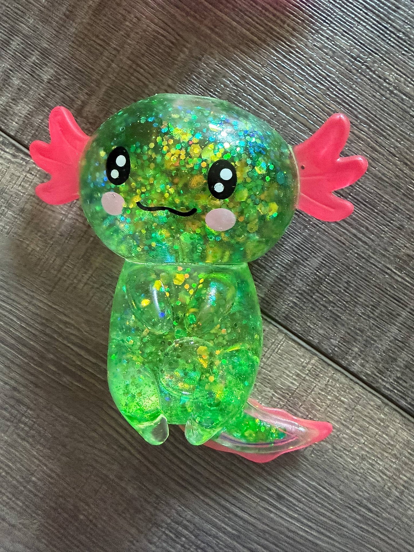 Squishy Squish Glitter Axolotl Stress Toy