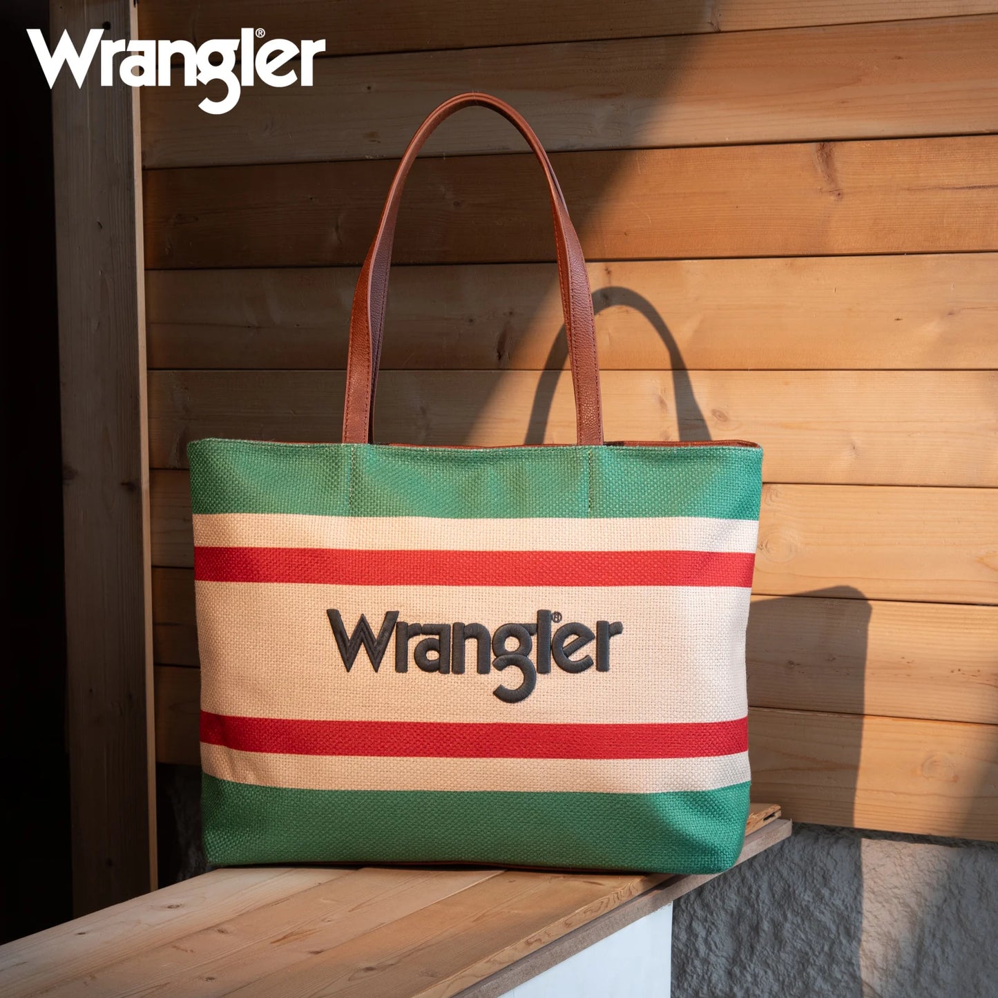 Wrangler Aztec Pattern Dual Sided Print Canvas Tote Bag - Green