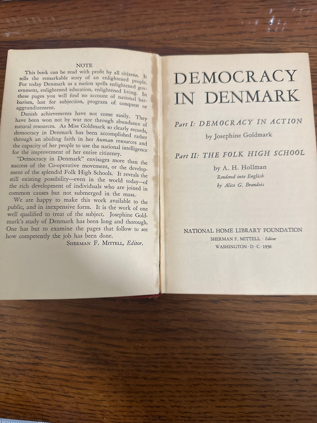 Democracy in Denmark. Old red book