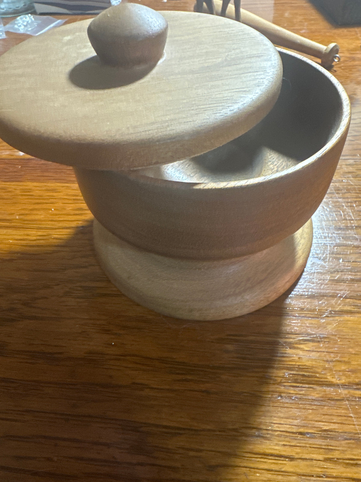 Hand turned wood bowl with lid