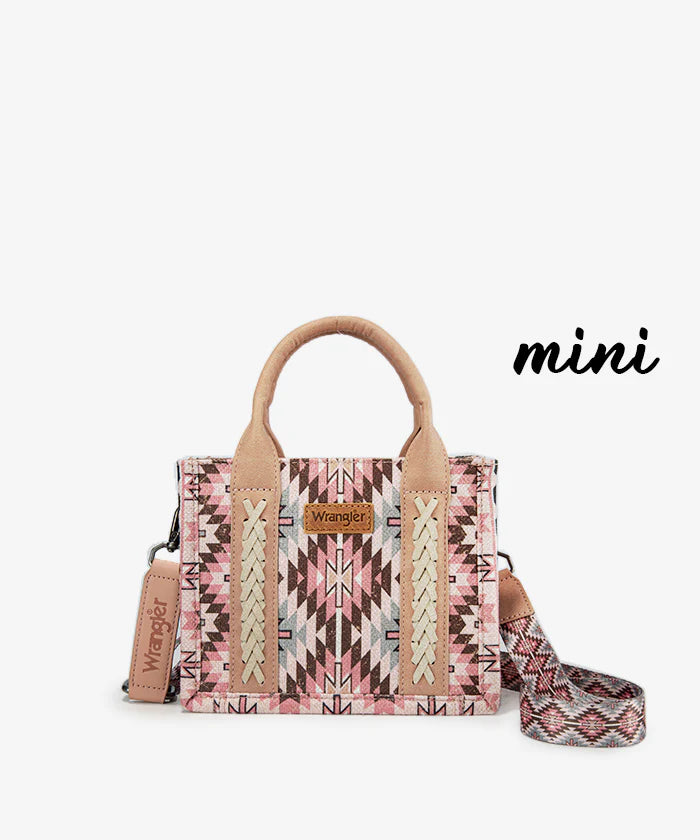 MINI - Wrangler Aztec Print Whipstitch Canvas Tote Bag