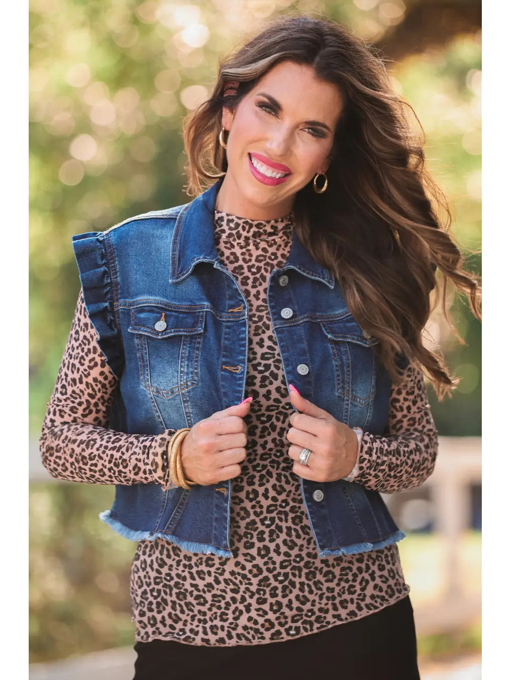 Jordan Ruffle Denim Vest- Dark