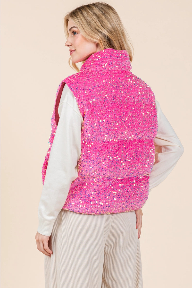 Sequin Puffer Vest